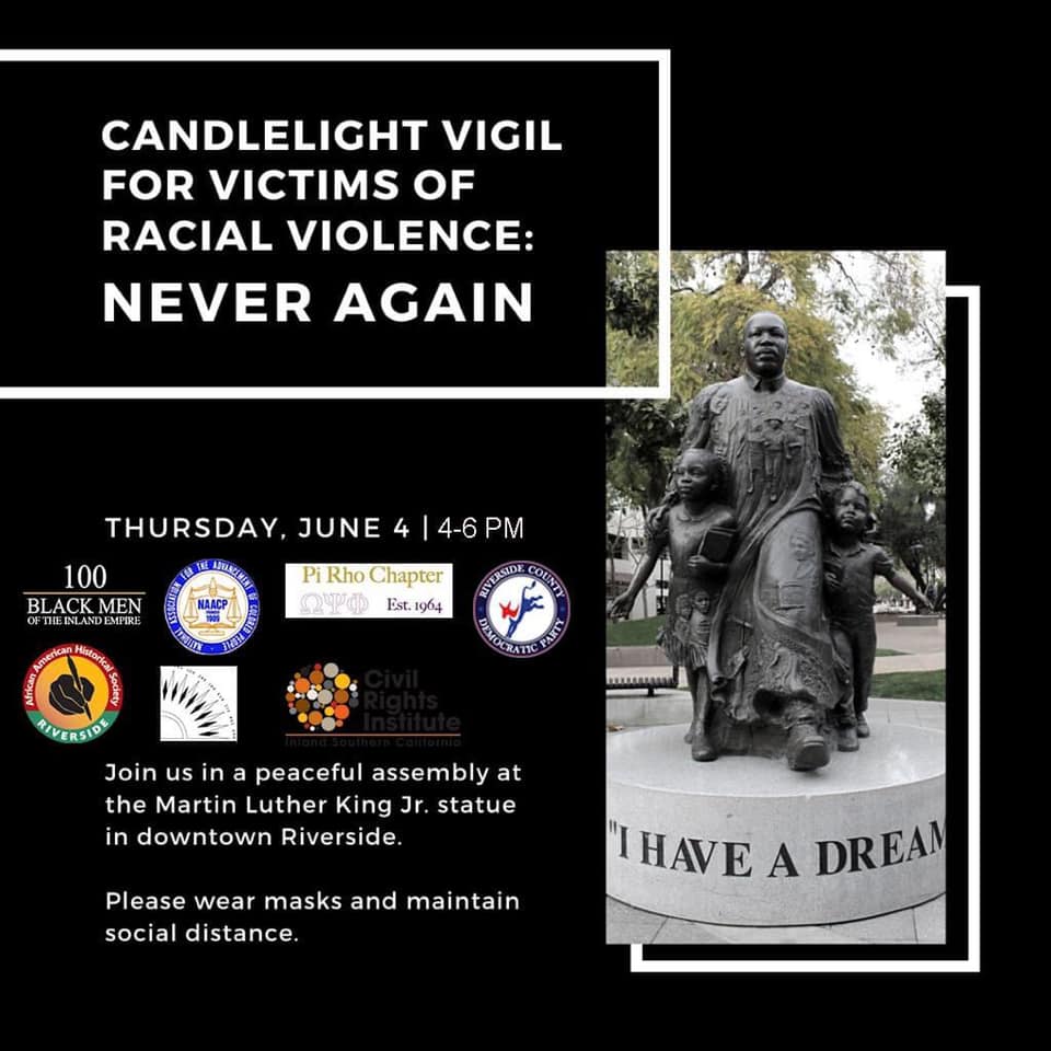 Candlelight Vigil for Victims of Racial Violence Flyer